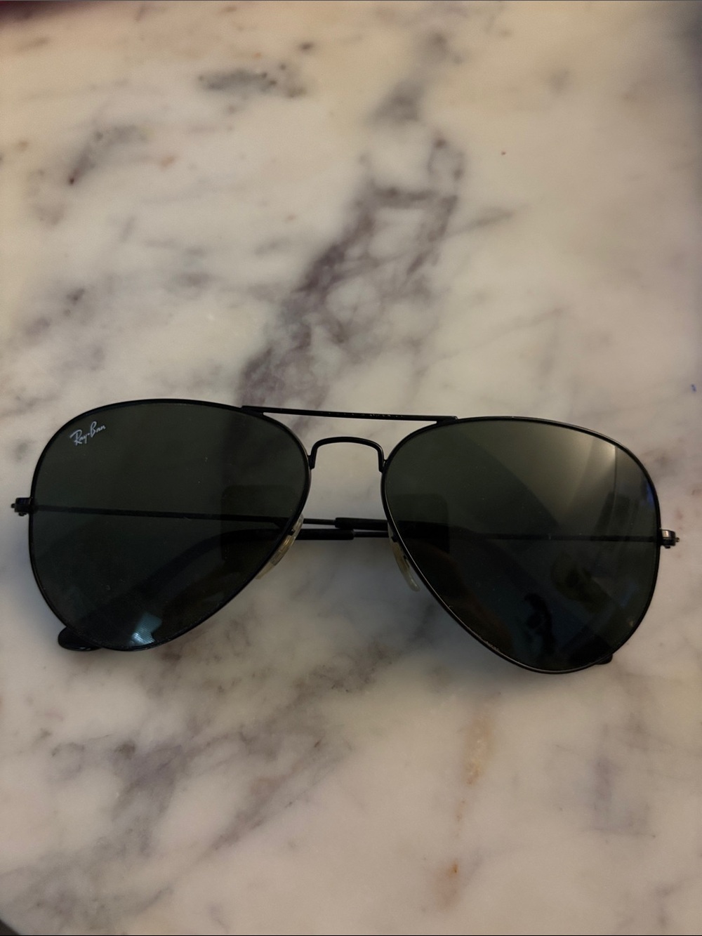Ray-Ban Aviator Woman’s Sunglasses - Black Frame with Green Lenses